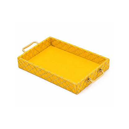 Traditional Yellow Wooden Square Lace Hamper Tray