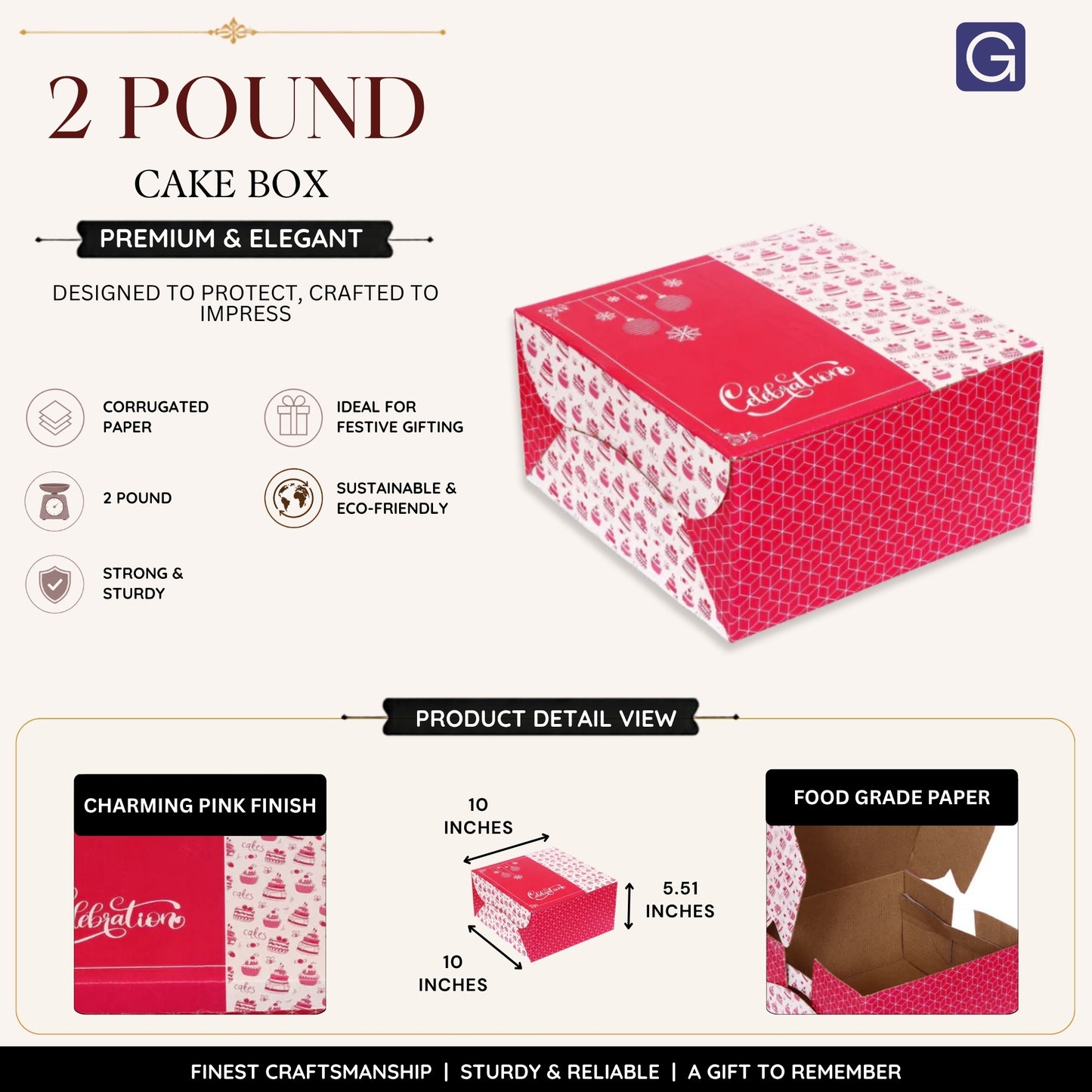Pink 2 Pound Cake Box | Corrugated Bakery Packaging