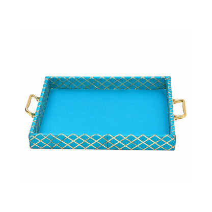 Traditional Rama Green Wooden Square Lace Hamper Tray