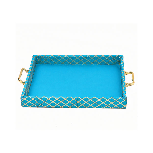 Traditional Rama Green Wooden Square Lace Hamper Tray