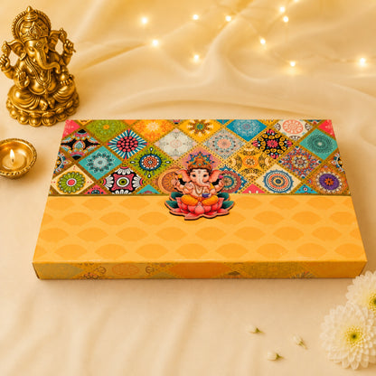 Textured Print 4 Line Sweet Box | 1kg Premium Ganesh Chaturthi Mithai Gift Box
