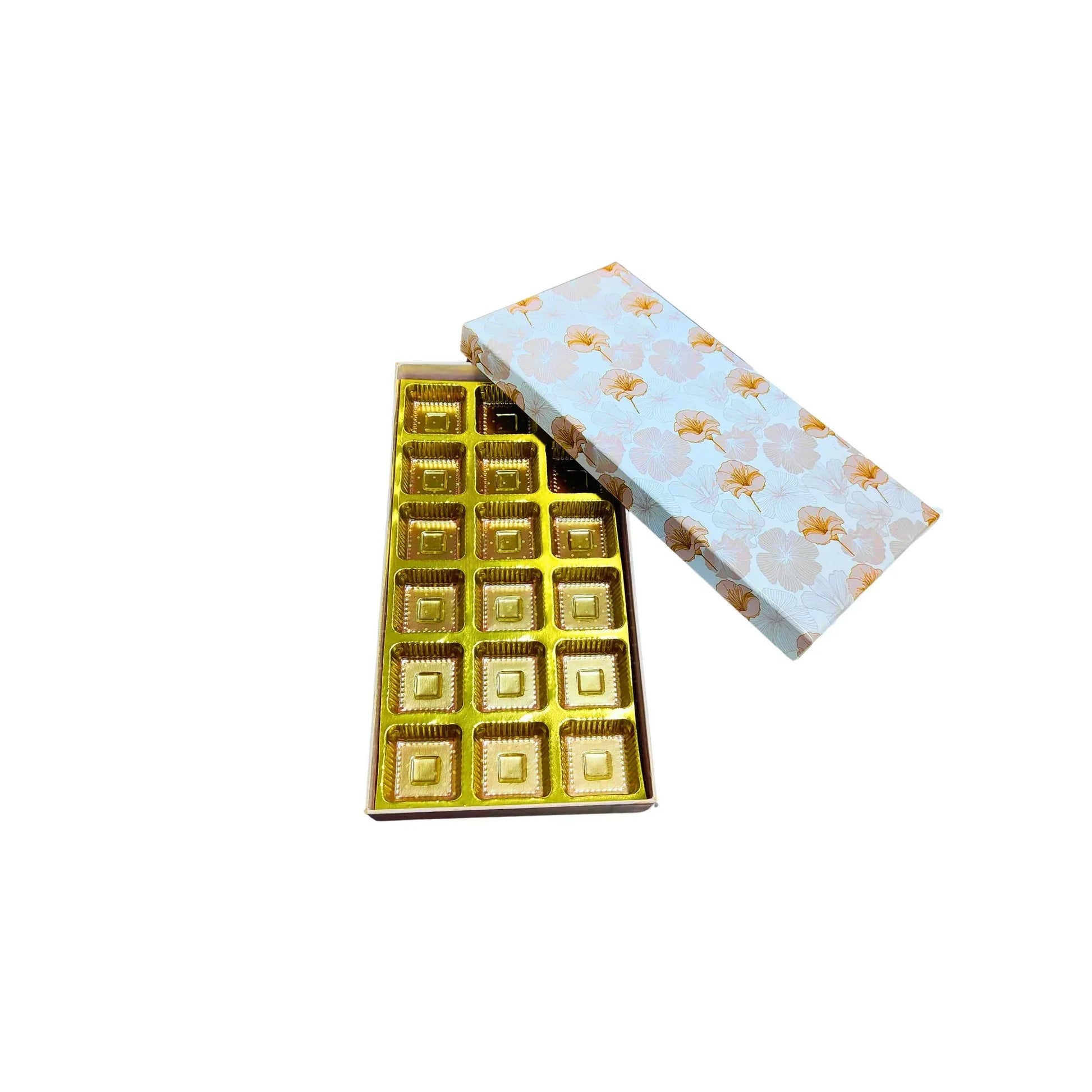 24 Pcs Floral Chocolate Box with Golden Tray | Premium Sweet & Gift Packaging | Grownex Packaging | Chocolate Box