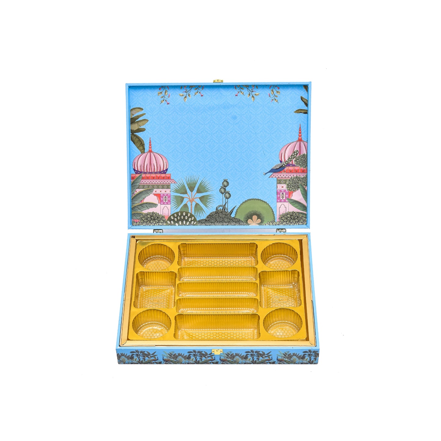 Mor Mahal Theme Wooden Bhaji Box  | Premium Shagun & Wedding Gift Box