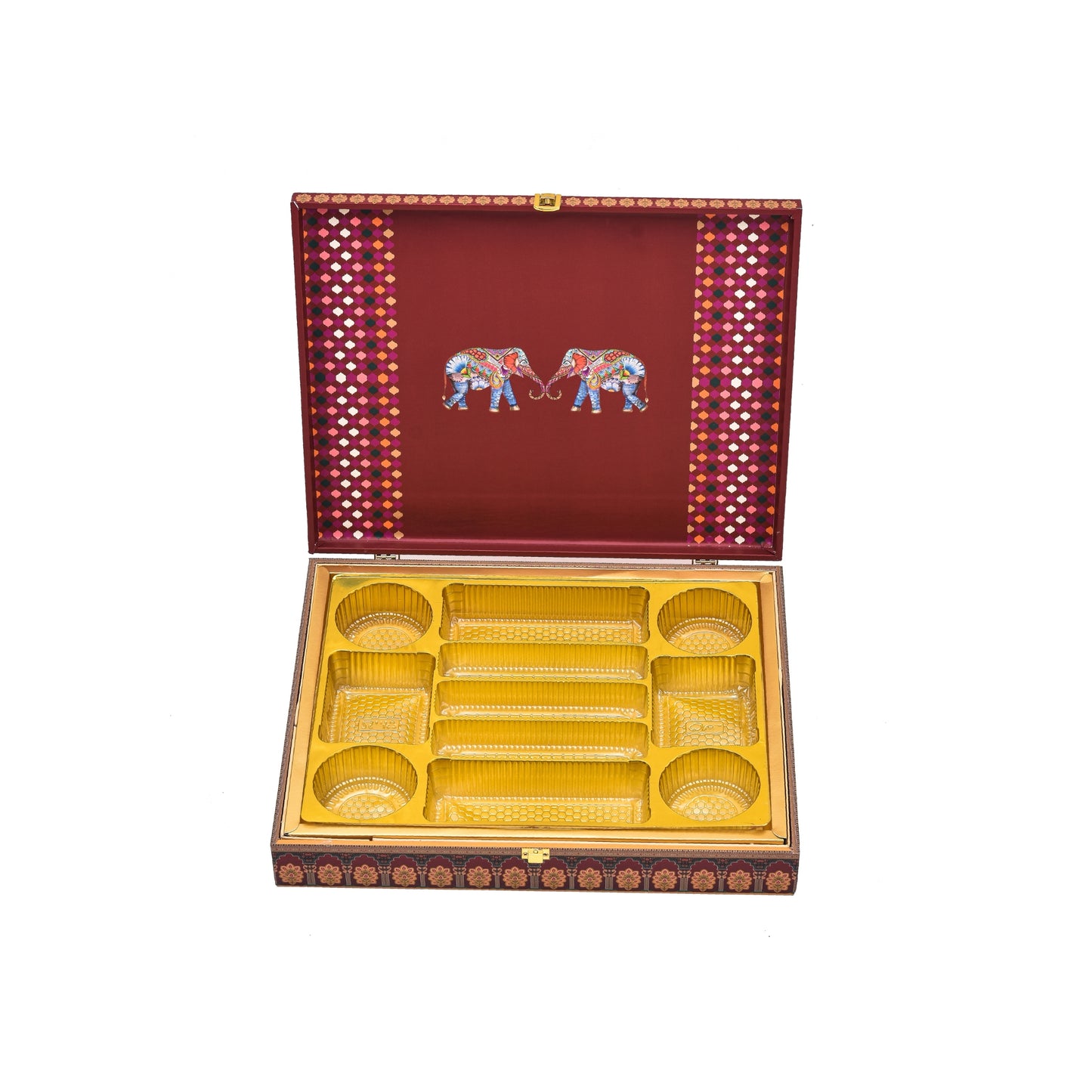 Jharokha Saga Theme Wooden Bhaji Box  | Premium Shagun & Wedding Gift Box