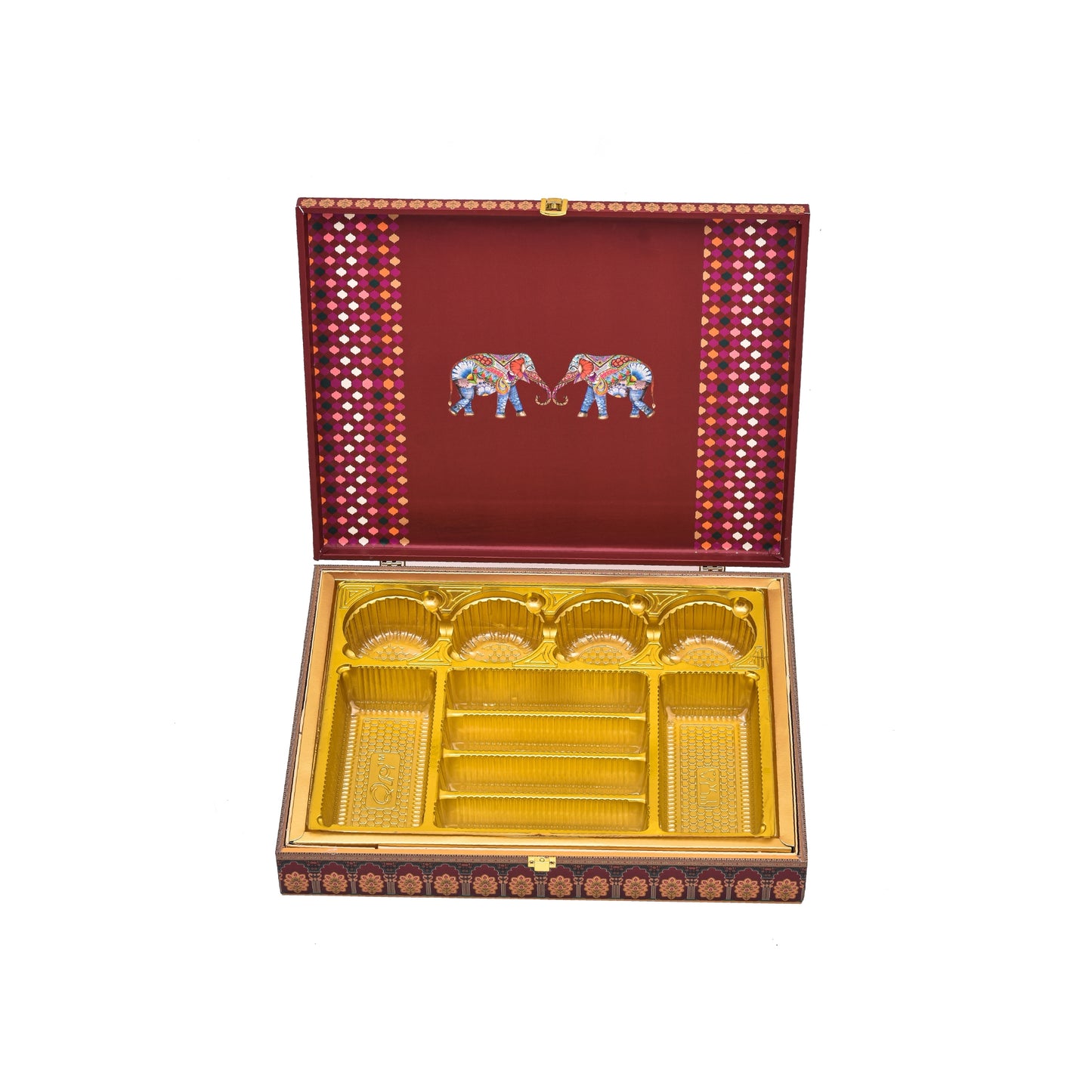 Jharokha Saga Theme Wooden Bhaji Box  | Premium Shagun & Wedding Gift Box