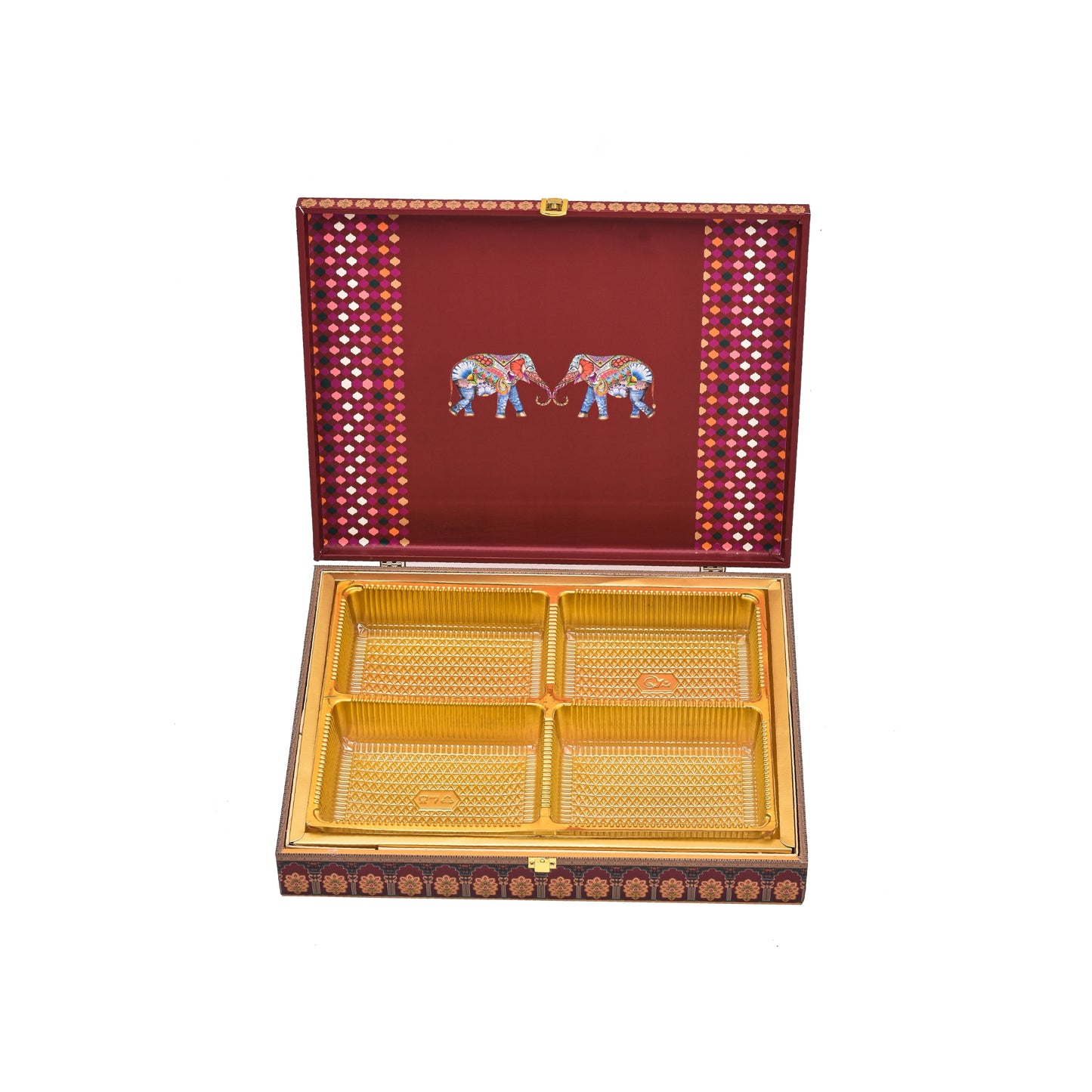 Jharokha Saga Theme Wooden Bhaji Box  | Premium Shagun & Wedding Gift Box