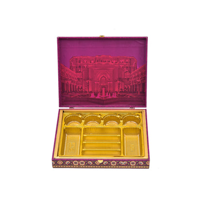 Grand Darbar Theme Wooden Bhaji Box  | Premium Shagun & Wedding Gift Box