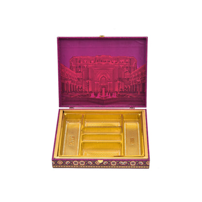 Grand Darbar Theme Wooden Bhaji Box  | Premium Shagun & Wedding Gift Box