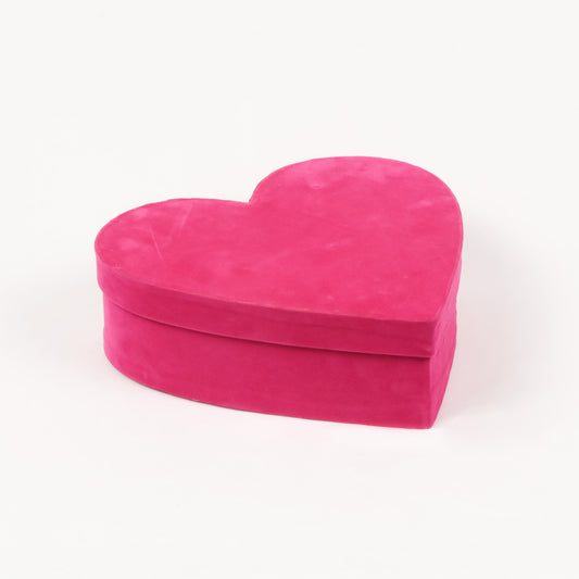 Heart Shape Velvet 10x3 Inch Pink Hamper Box