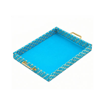 Traditional Rama Green Wooden Square Lace Hamper Tray