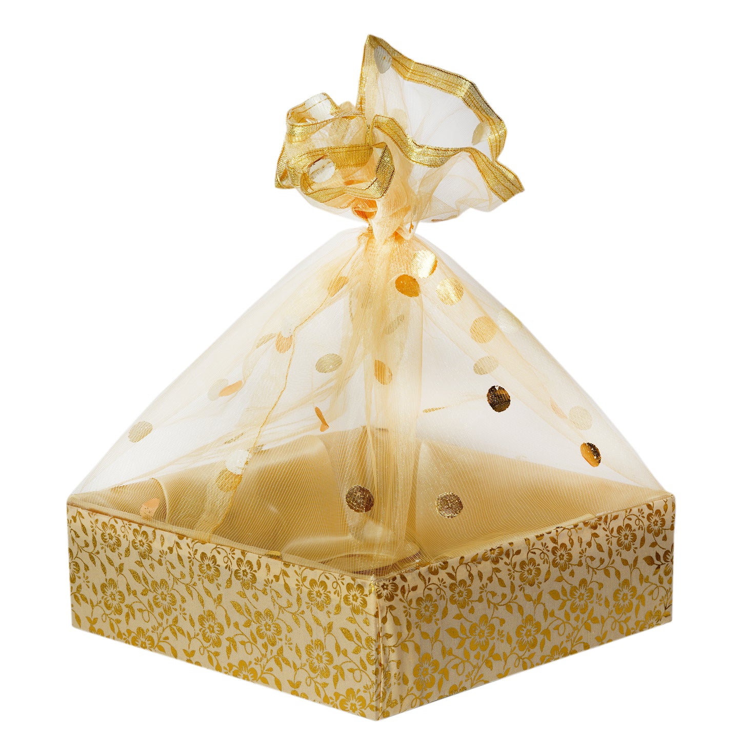 Floral Gold Hamper Basket | Stylish Basket for Festive & Corporate Gifting