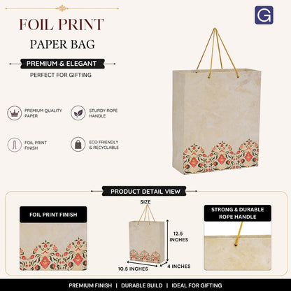 Foil Print Garment Paper Bag 10.5x4x12.5 Inch | Premium Fashion Boutique & Clothing Store Packaging