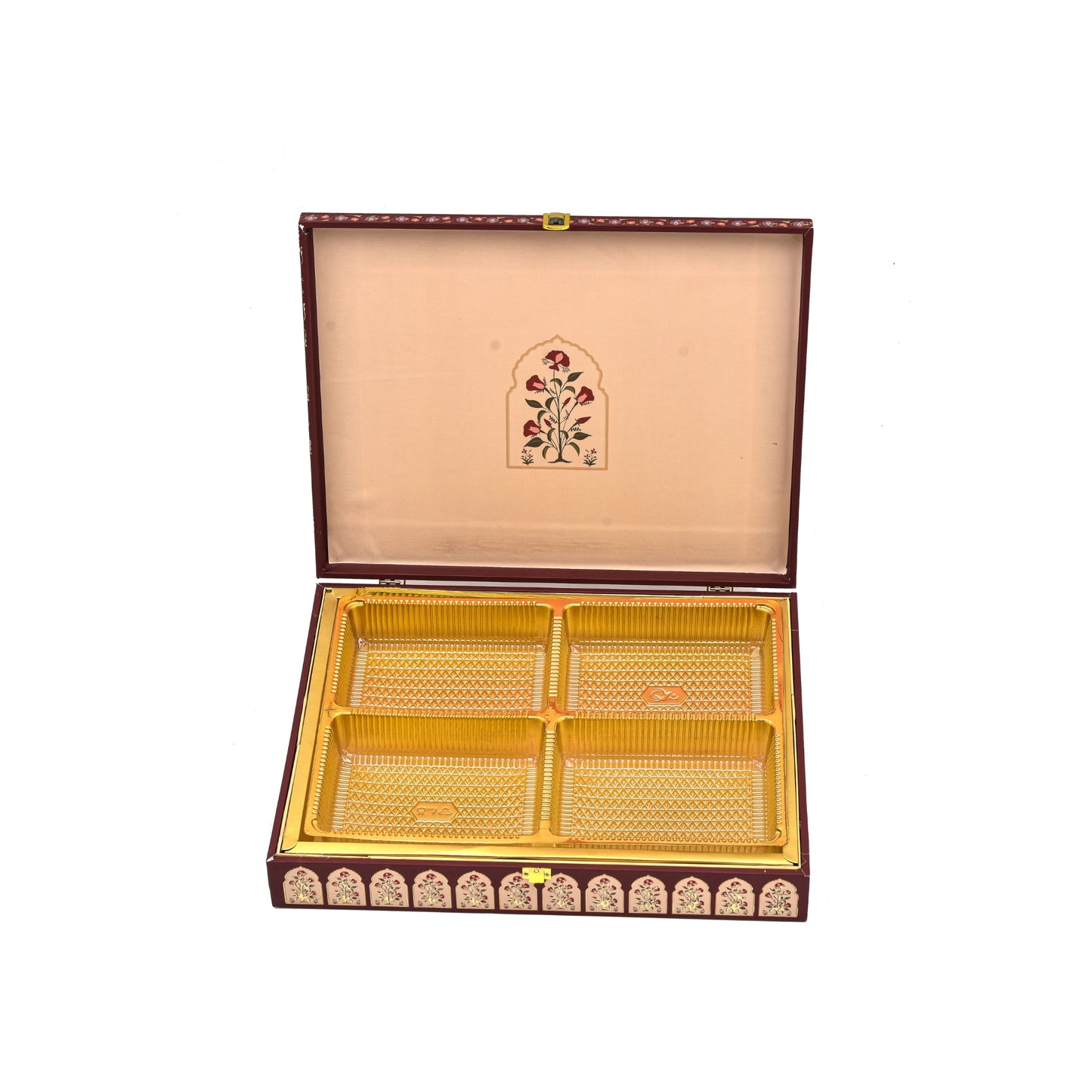 Red Blossom Theme Wooden Bhaji Box | Premium Shagun & Wedding Gift Box