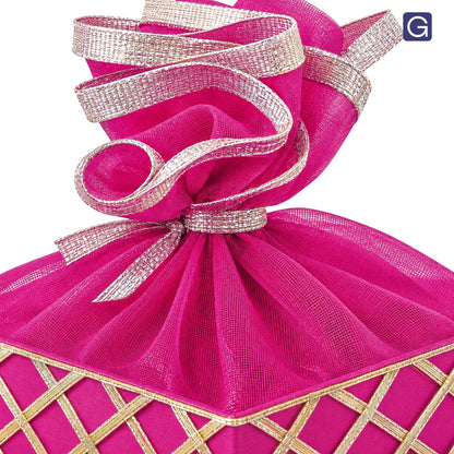 Square Lace Rani Pink Gift Basket  | Wedding & Return Gift Packaging