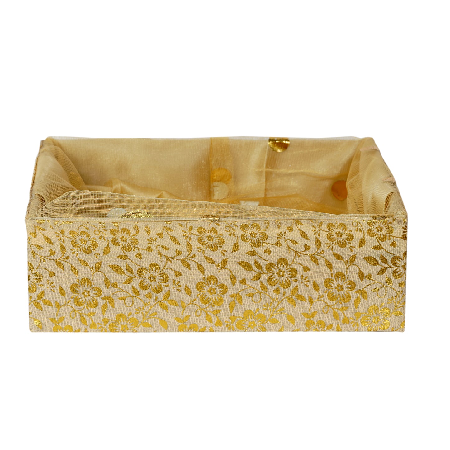 4 Jar Hamper Basket Floral Gold