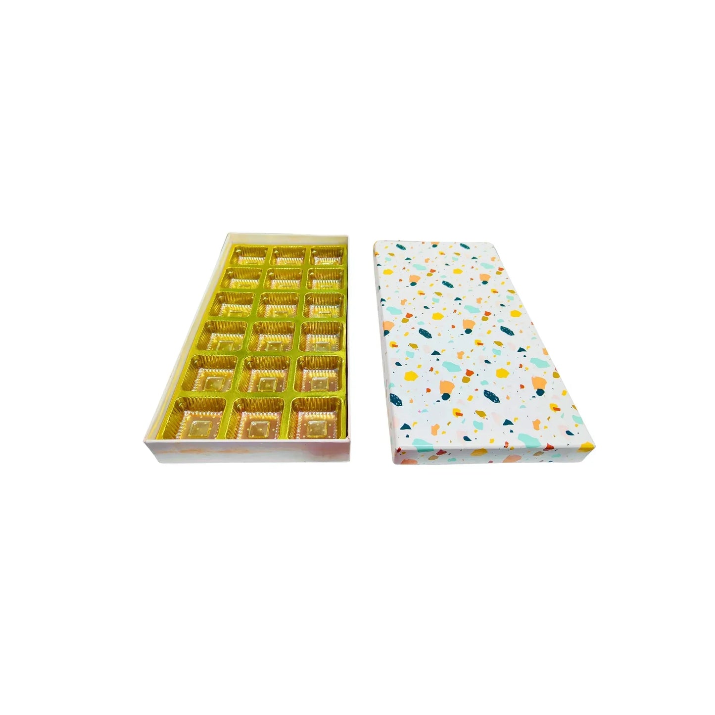 24 Pcs Stone Print Chocolate Box with Golden Tray | Premium Sweet & Gift Packaging | Grownex Packaging | Chocolate Box