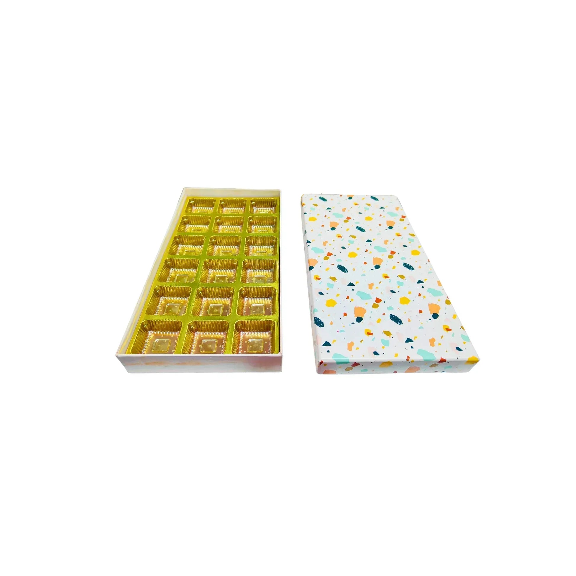 24 Pcs Stone Print Chocolate Box with Golden Tray | Premium Sweet & Gift Packaging | Grownex Packaging | Chocolate Box