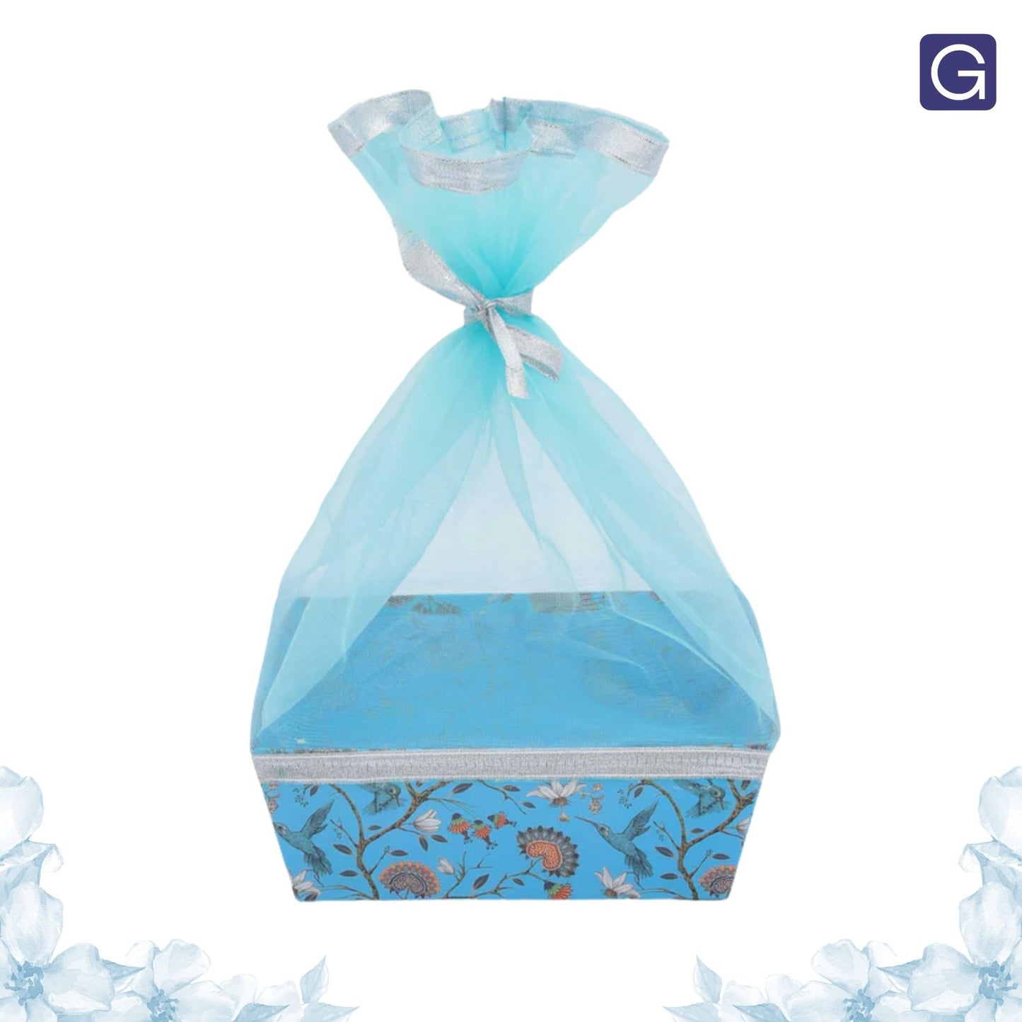 Blue Bird Print Gift Hamper Basket | Wedding & Return Gift Basket