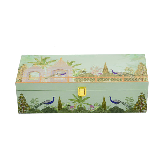 Festive Wooden Box for Dry Fruit Gifting With 3 Jar Green Garden Theme | Grownex Packaging | wooden box