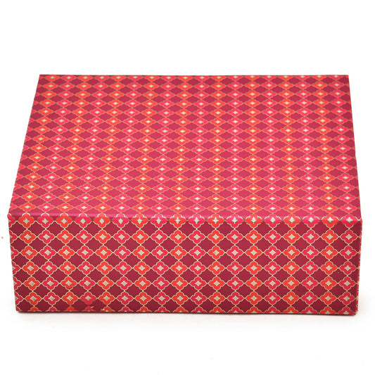 Red & Orange Festive Magnetic Gift Box | Foldable Rigid Box for Sweets, Dry Fruits & Hampers | Grownex Packaging | Hamper Box