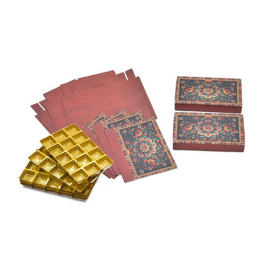 15 Cavity Folding Chocolate Box - Red Flower | Grownex Packaging | Chocolate Box