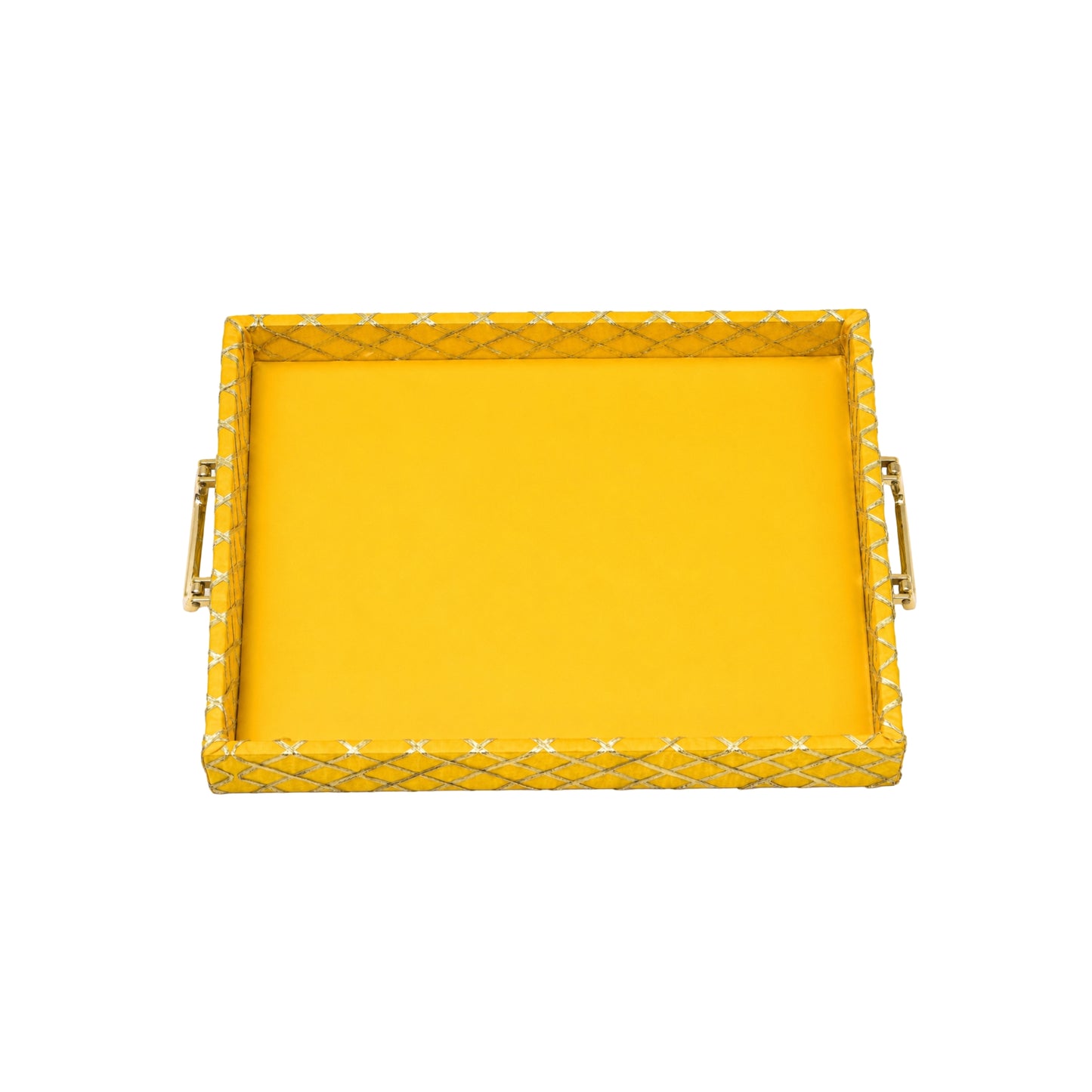 Traditional Yellow Wooden Square Lace Hamper Tray