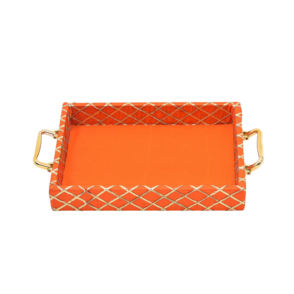 Traditional Orange Square Lace Hamper Tray