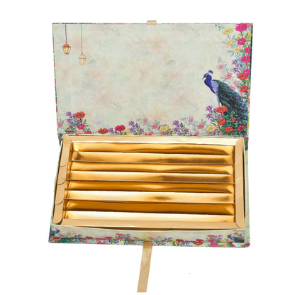 1 Kg Beige Peacock 4 Line Premium - Ganesh Chaturthi Sweet Modak Box | Grownex Packaging | Sweet Box