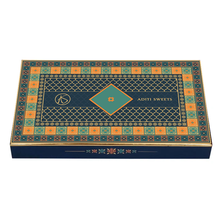 500 gm Blue Foil Custom 4 Line Premium Sweet Box