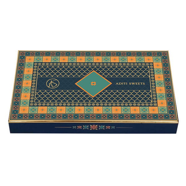 500 gm Blue Foil Custom 4 Line Premium Sweet Box