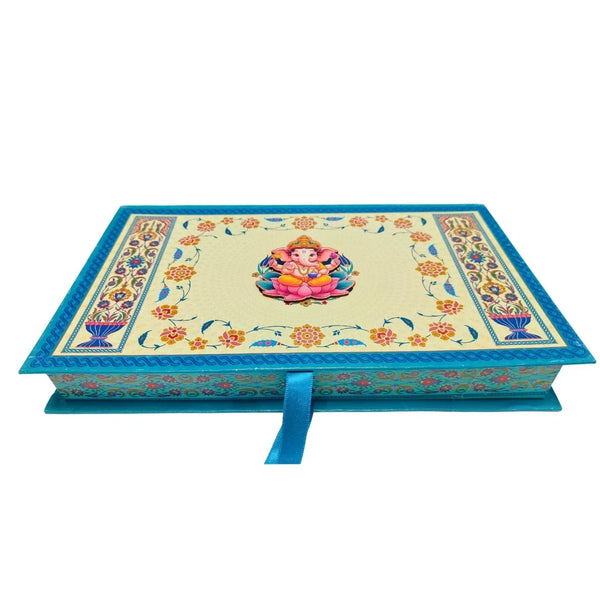 Ganesh Chaturthi Special Ribbon Pull Heritage Gift Box - Close-up Detail | Grownex Packaging