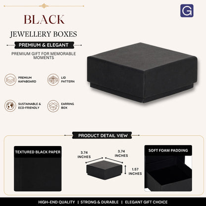 Black Lid Jewellery Gift Box | 9.5x9.5x4 cm