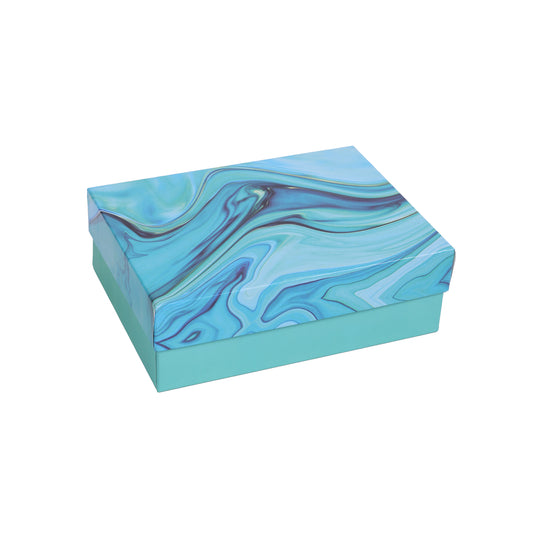 Gift Marble Blue Hamper Box 9.3x7x2.7 Inch | Grownex Packaging | Hamper Box