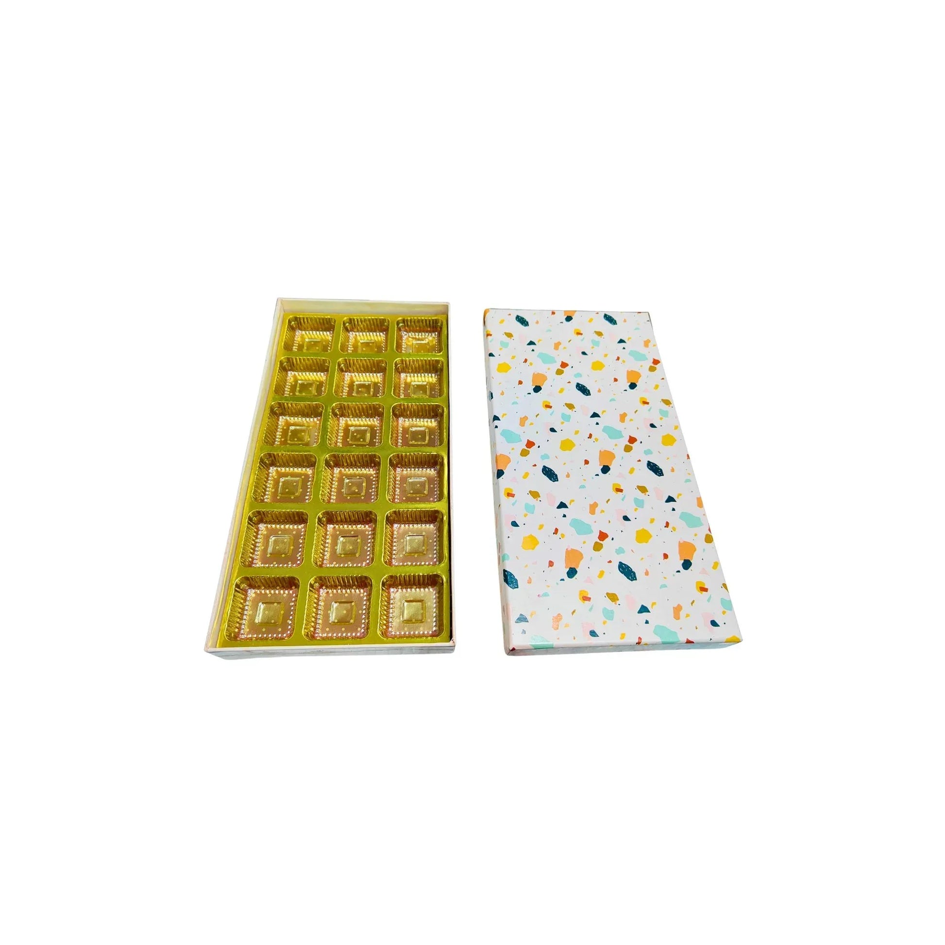 24 Pcs Stone Print Chocolate Box with Golden Tray | Premium Sweet & Gift Packaging | Grownex Packaging | Chocolate Box