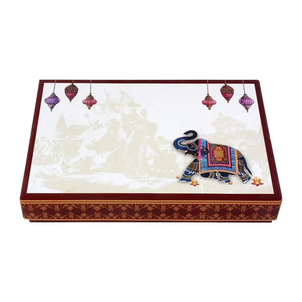 1 Kg Brown Elephant Print 4 Line Premium Sweet Box | Grownex Packaging | Sweet Box