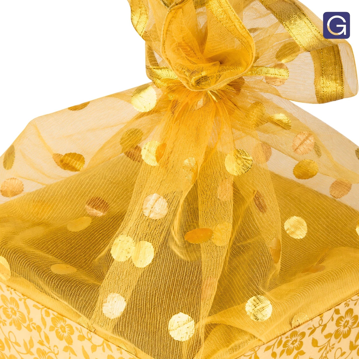 Floral Gold Hamper Basket | Stylish Basket for Festive & Corporate Gifting