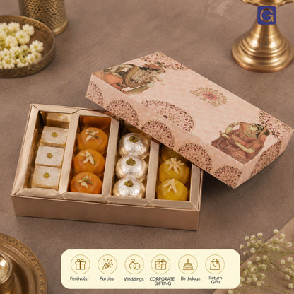 Radha Krishna Print 4 Line Sweet Box | 500gm Premium Mithai Gifting Box