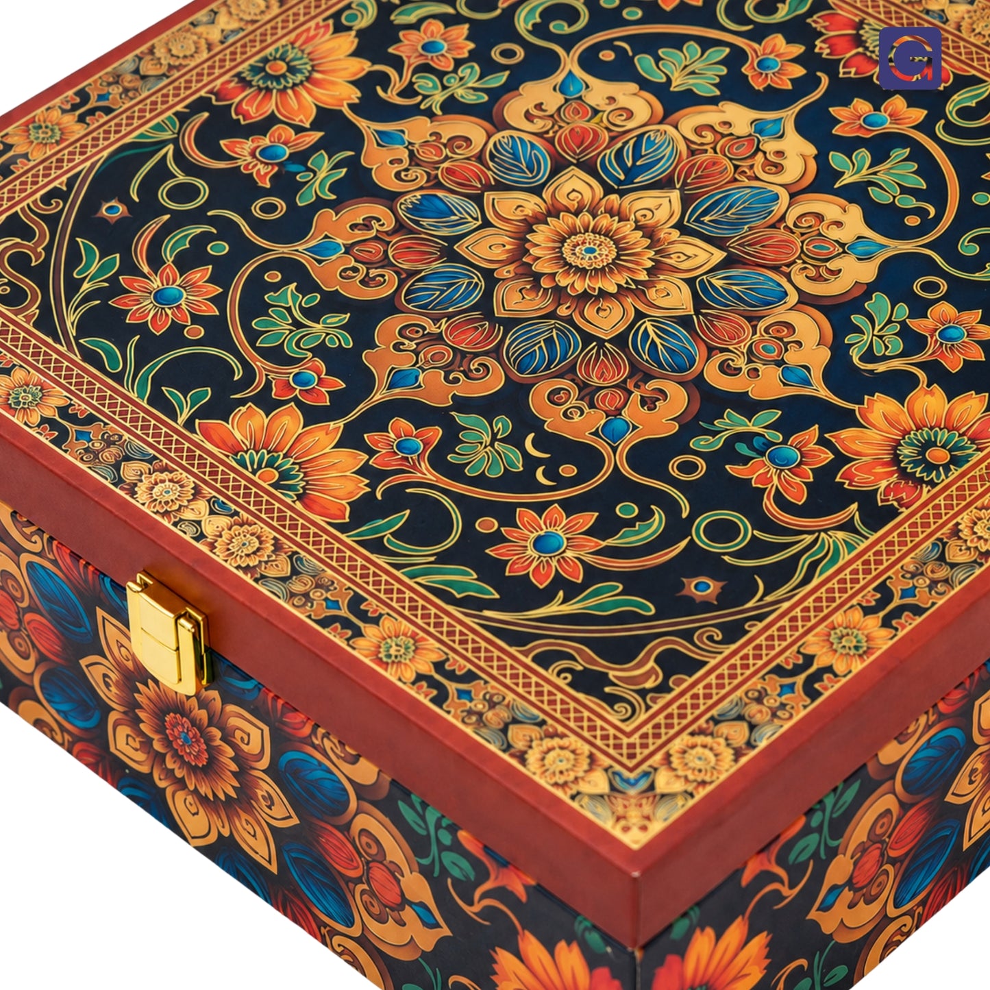 Red Floral Foil Wooden Hamper Box with 4 jars | Festive Gift Box