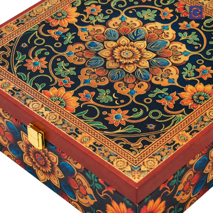 Red Floral Foil Wooden Hamper Box with 4 jars | Festive Gift Box
