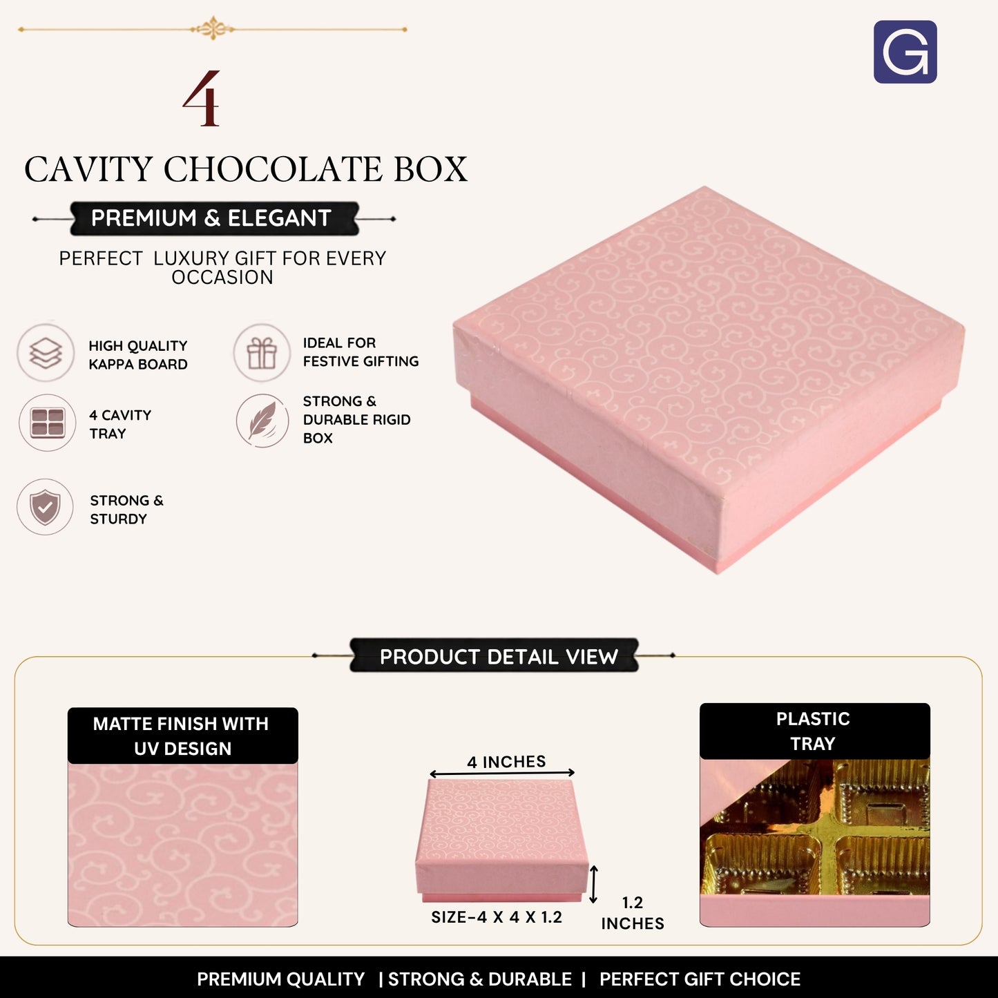 Baby Pink 4 Cavity Chocolate Box