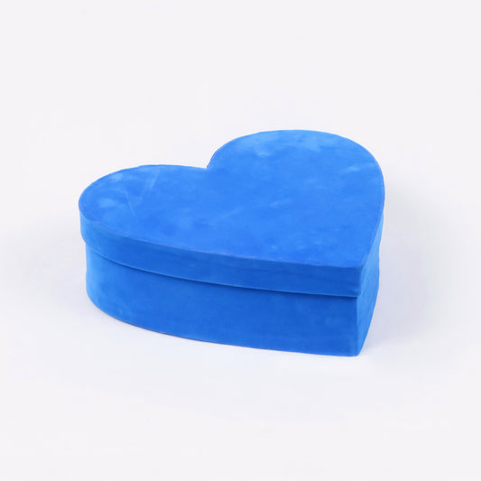 Heart Shape Velvet 10x3 Inch Blue Hamper Box