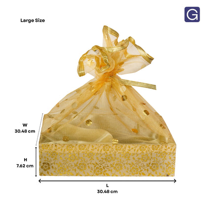 Floral Gold Hamper Basket | Stylish Basket for Festive & Corporate Gifting