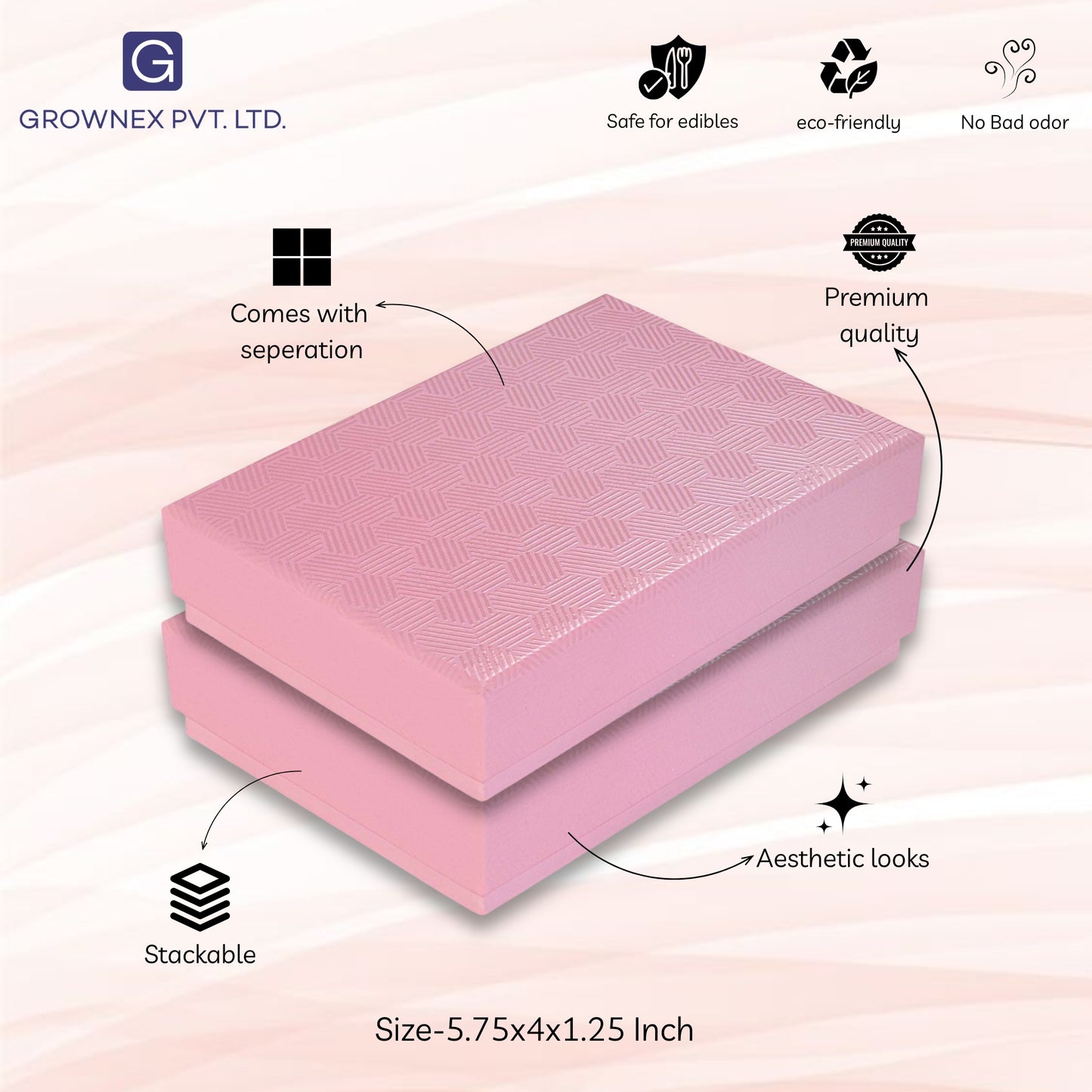 6 Pcs Cavity Chocolate Box - Baby Pink