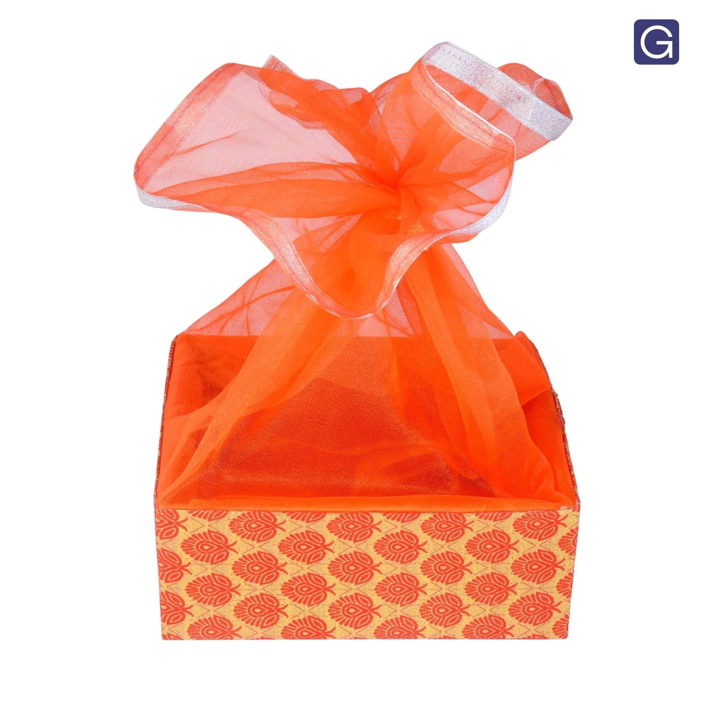 Floral Orange Decorative Hamper Basket | Stylish Shagun Basket