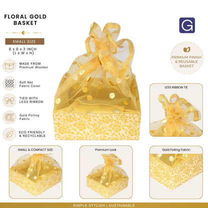 Floral Gold Hamper Basket | Stylish Basket for Festive & Corporate Gifting
