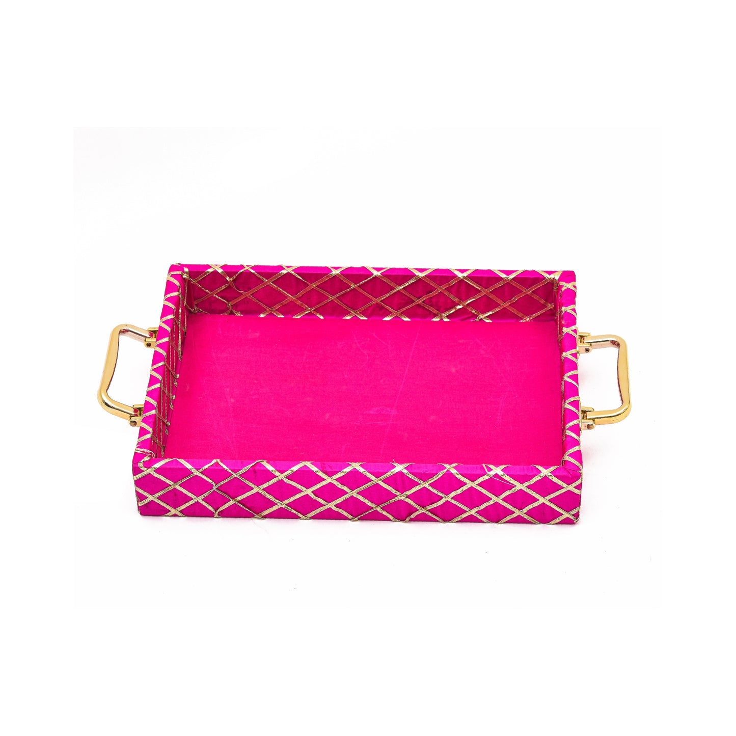 Traditional Rani Pink Wooden Square Lace Hamper Tray