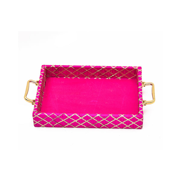 Traditional Rani Pink Wooden Square Lace Hamper Tray