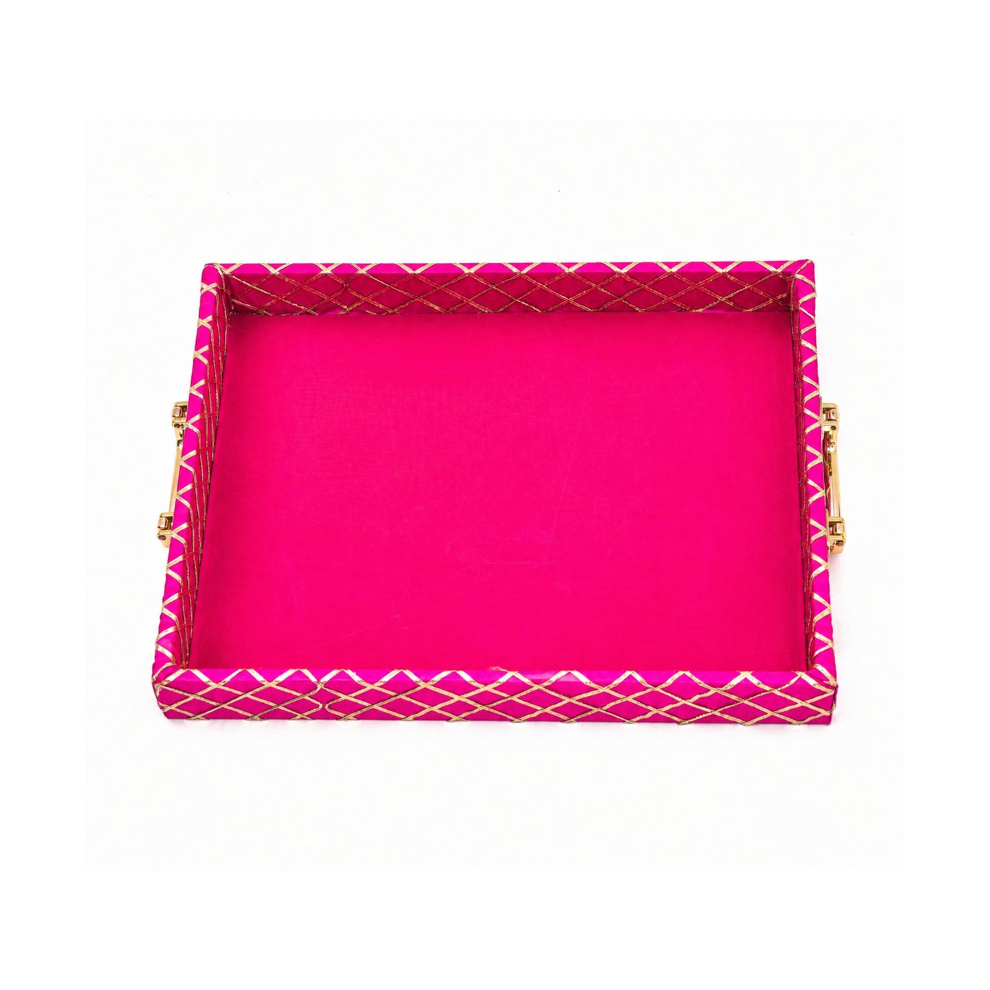 Traditional Rani Pink Wooden Square Lace Hamper Tray