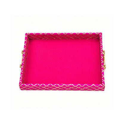 Traditional Rani Pink Wooden Square Lace Hamper Tray