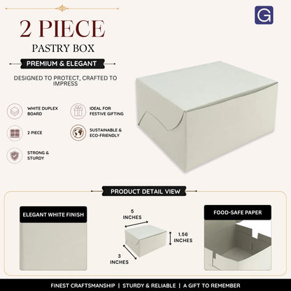 White Duplex 2 Cavity Pastry Box | Bakery Packaging